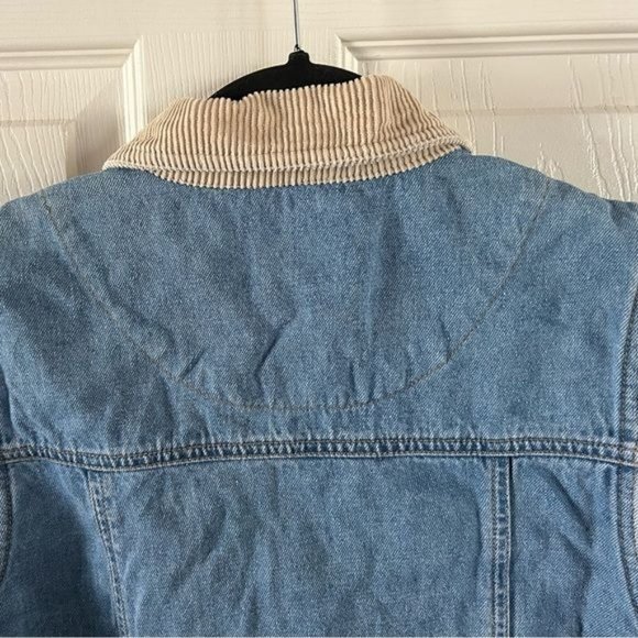 Vintage Solutions! Original Denim Jean Vest Corduroy Collar, Sz Small - Picture 12 of 16